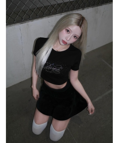 ロゴビジューエンジェルモチーフTシャツ Darich（ダーリッチ） tシャツ ロゴビジューエンジェルモチーフTシャツ