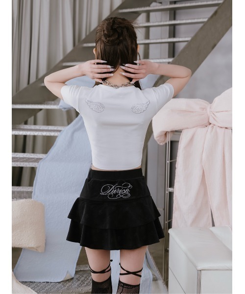 Darich ロゴビジューエンジェルモチーフTシャツ ホワイト Darich（ダーリッチ） tシャツ ロゴビジューエンジェルモチーフTシャツ