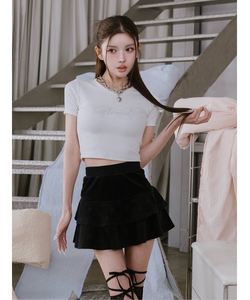 Darich（ダーリッチ） tシャツ ロゴビジューエンジェルモチーフTシャツ