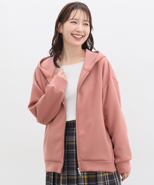 「Honeys」 「GLACIER」ジップアップパーカー M コーラルピンク レディース_画像6