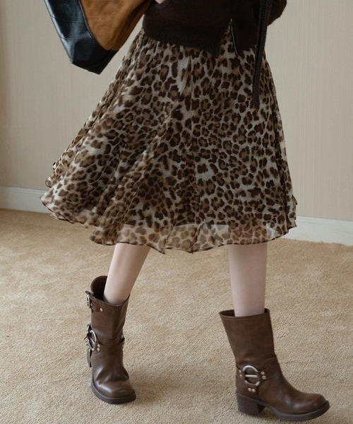 Aelina スカート レオパード柄フリルスカート : ZOZOTOWN Yahoo!店