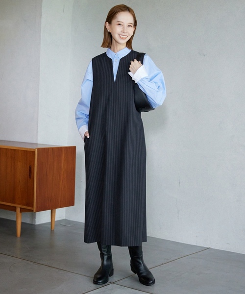 「SLOBE IENA」 サロペットスカート 38 ダークブルー レディースの画像