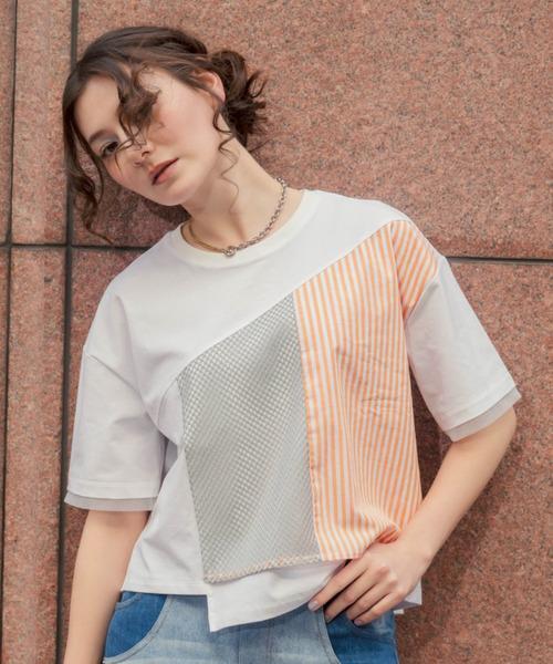 AULA AILA(アウラ アイラ)別注メッシュコンビネーションT AULA AILA（アウラ アイラ） tシャツ 別注メッシュコンビネーションT