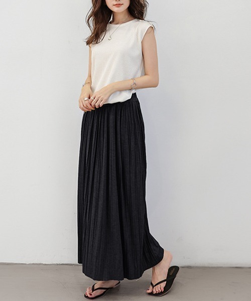 ロング スカート リラックスプリーツロングスカート : ZOZOTOWN Yahoo