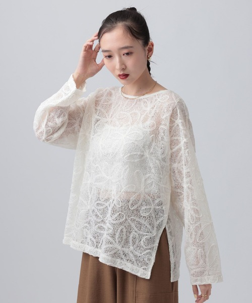 慈雨　長袖プルオーバー　日本製　カットソー LEPSIM（レプシィム） tシャツ ニュアンス柄長袖プルオーバー 639387