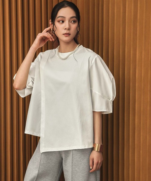 ELFRANK tシャツ 「2026SS」異素材ドッキングアシンメトリー半袖