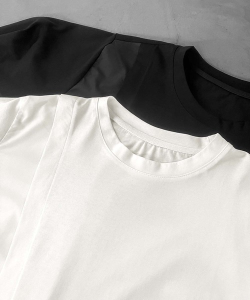 ELFRANK tシャツ 半袖 「2026SS」異素材ドッキングアシンメトリー半袖