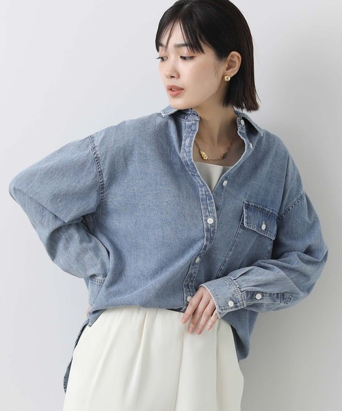 「Gready Brilliant」 長袖シャツ 38 ライトインディゴブルー レディース_画像3