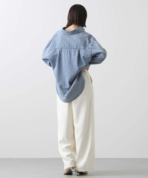 「Gready Brilliant」 長袖シャツ 38 ライトインディゴブルー レディース_画像6