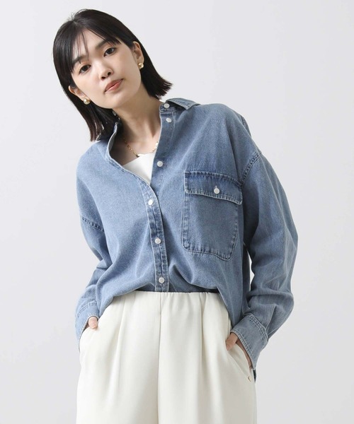 「Gready Brilliant」 長袖シャツ 38 ライトインディゴブルー レディース_画像9