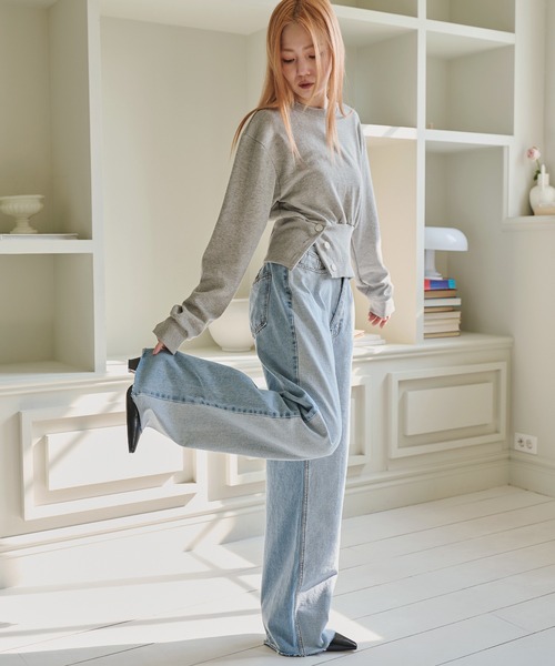 「UNE MANSION」 デニムパンツ SMALL ライトブルー レディース_画像6