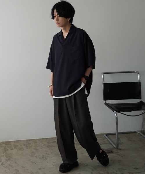 「WYM LIDNM」 半袖シャツ L チャコール メンズ_画像2