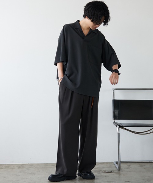 「WYM LIDNM」 半袖シャツ L チャコール メンズ_画像4