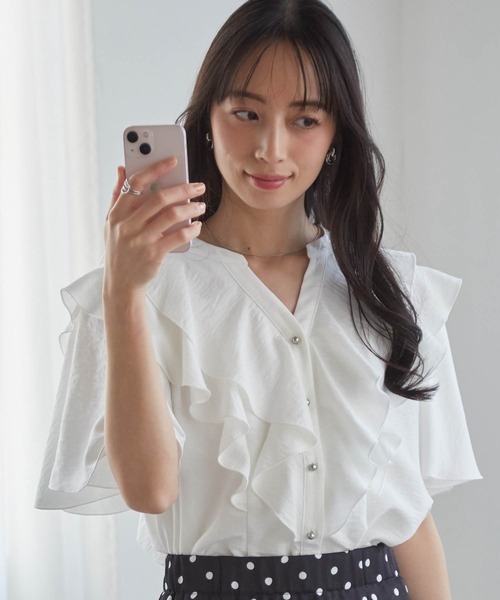「RANAN」 半袖ブラウス L ホワイト レディース_画像2