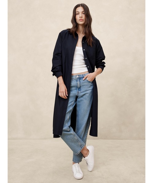 「BANANA REPUBLIC FACTORY STORE」 シャツワンピース X-SMALL ネイビー レディース_画像3