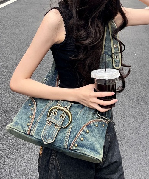 ★ちひろ①★ ハンドメイドショルダーバッグ ヴィンテージデニム風 J29 ショルダーストラップ ショルダーバッグ バッグ 「ヴィンテージライク