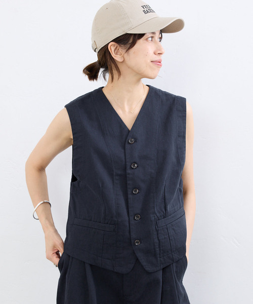 IENA（イエナ） ベスト ジレ BLACK コットンチノジレ レディース