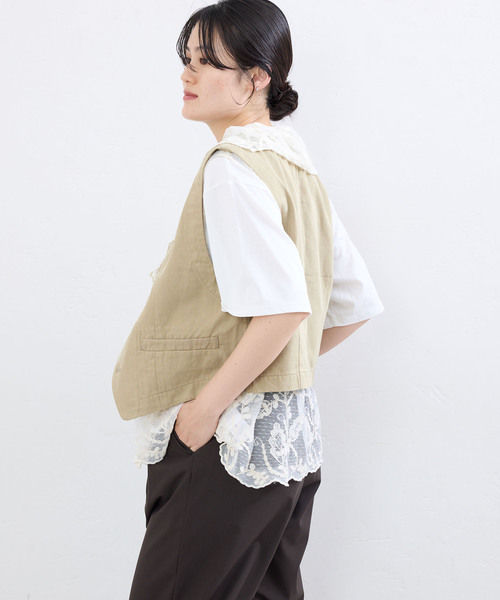 IENA（イエナ） ベスト ジレ BLACK コットンチノジレ レディース