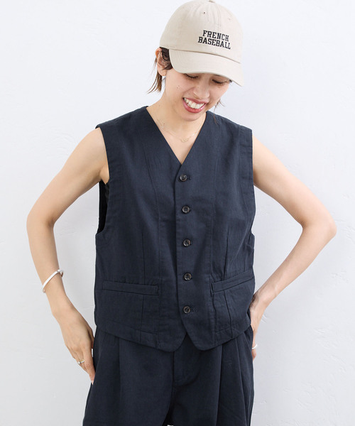 IENA（イエナ） ベスト ジレ BLACK コットンチノジレ レディース