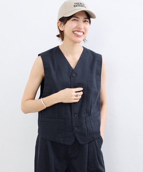 IENA（イエナ） ベスト ジレ BLACK コットンチノジレ レディース