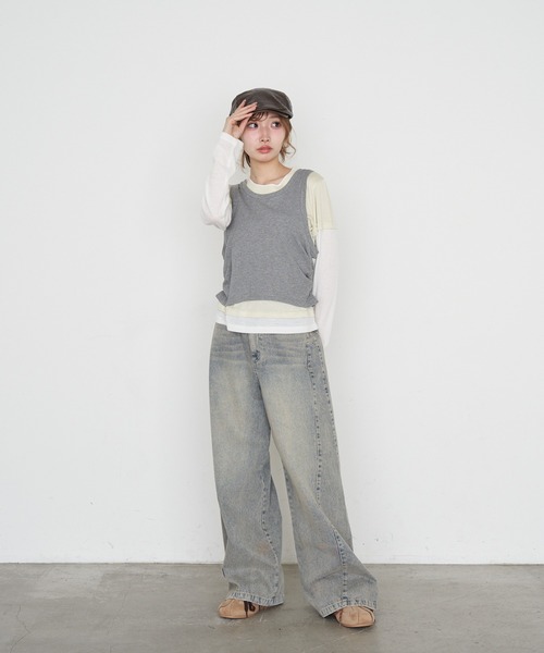 「RAY CASSIN」 長袖カットソー FREE グレー レディース_画像5