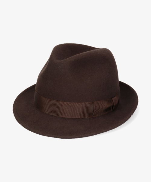 最終値下げoverride hat brown オーバーライド　ブラウン　ハット override 帽子 ハット 「OVERRIDE」FELT FEDORA S.BRIM