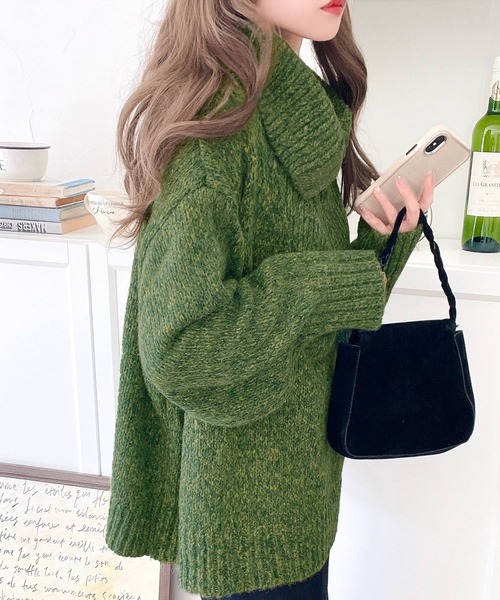 新品✨マルジェラ　セーラーカラープルオーバーニット　カーキ　厚手リブ編み　XL Java ニット セーター 「JaVaジャバ コラボ」 ふわふわに癒され