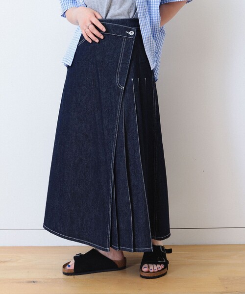 美品 BEAMS BOY ビームスボーイ / デニム ラップ プリーツ スカート BEAMS BOY ビームスボーイ / デニム ラップ プリーツ スカート 1