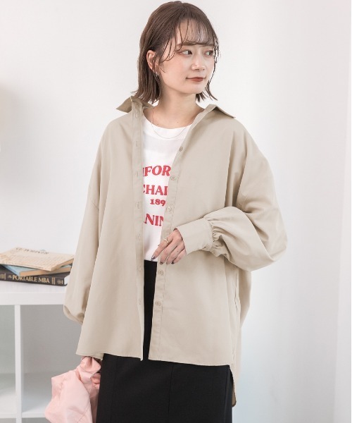 ad thie ブラウス シャツ オーバーサイズ ピーチスキンシャツ