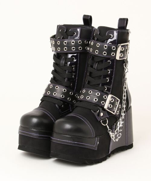 YOSUKE（ヨースケ） ブーツ 「YOSUKE」厚底ベルト付きレースアップ