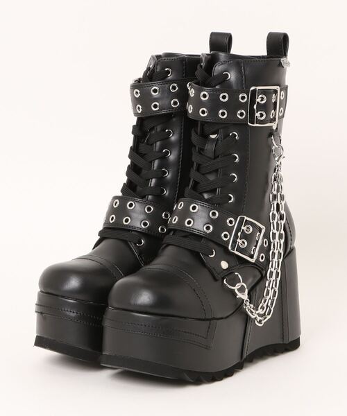 YOSUKE（ヨースケ） ブーツ 「YOSUKE」厚底ベルト付きレースアップ