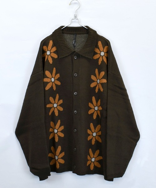 LEONARD 総柄カーディガン エレガント フラワー ゆったり ロゴボタン LEONARD 総柄カーディガン エレガント フラワー ゆったり ロゴボタン