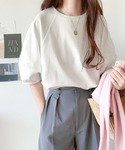 tシャツ なめらか素材で上品見え。ぽわん袖ラン...の詳細画像3