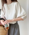tシャツ なめらか素材で上品見え。ぽわん袖ラン...の詳細画像2