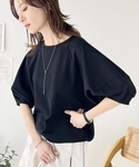 tシャツ なめらか素材で上品見え。ぽわん袖ラン...の詳細画像5