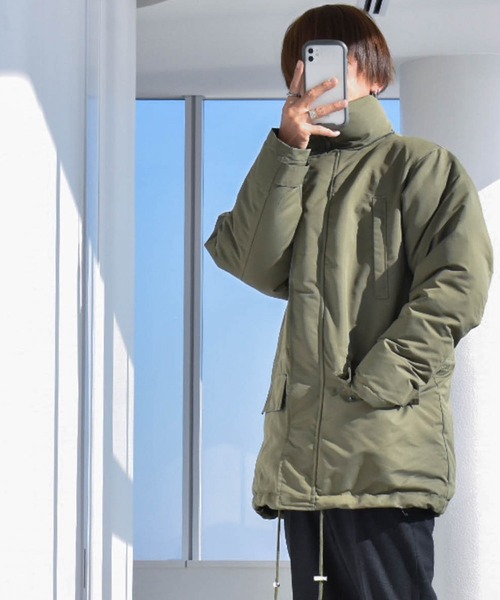 ダウンジャケット ダウン タスラン中綿ミリタリーハーフコート