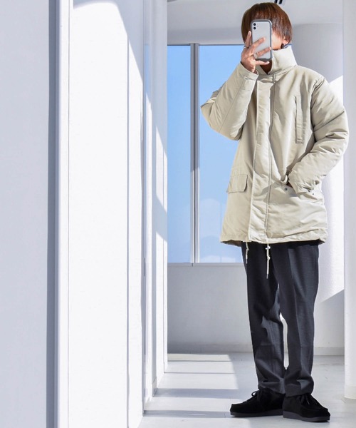 ダウンジャケット ダウン タスラン中綿ミリタリーハーフコート