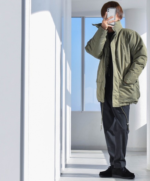 ダウンジャケット ダウン タスラン中綿ミリタリーハーフコート メンズ