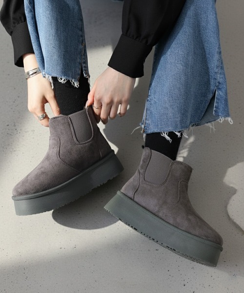 Dedes（デデス） ブーツ 厚底 サイドゴア ムートンブーツ レディース