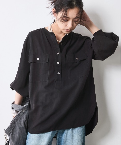 ブラウス シャツ 衿リブブラウス 「大きいサイズ有」シックスタイル レディースの画像