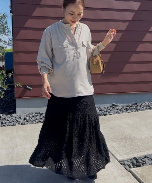 ブラウス シャツ 衿リブブラウス 「大きいサイズ有」シックスタイル レディースの画像
