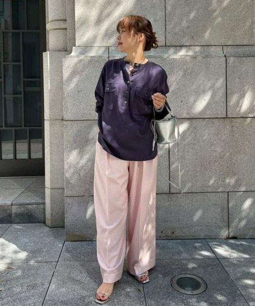 ブラウス シャツ 衿リブブラウス 「大きいサイズ有」シックスタイル レディースの画像