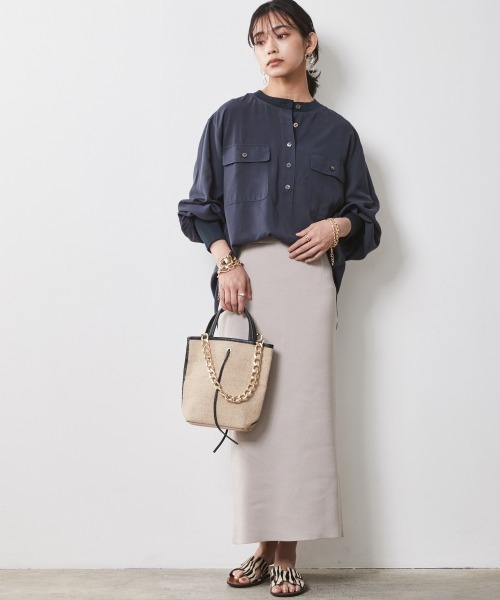 CHIC STYLE ブラウス シャツ 衿リブブラウス 「大きいサイズ有