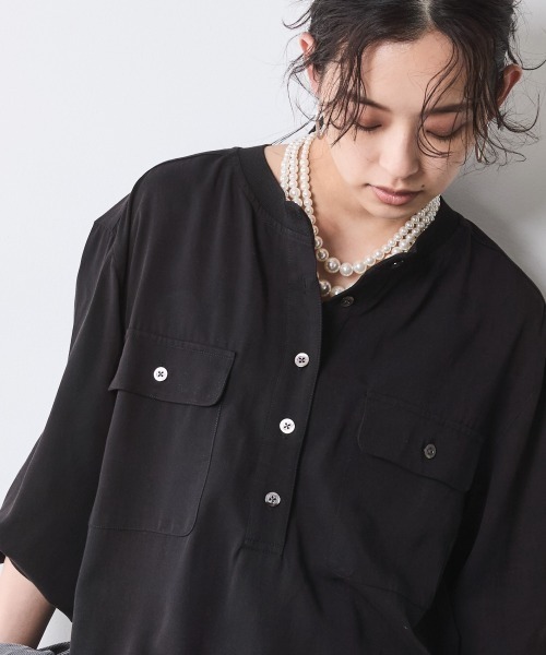 ブラウス シャツ 衿リブブラウス 「大きいサイズ有」シックスタイル レディースの画像