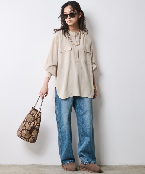 CHIC STYLE ブラウス シャツ 衿リブブラウス 「大きいサイズ有