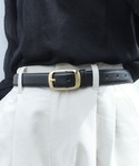 ベルト 「牛革」ゴールドフレームバックル太幅レ...の詳細画像4