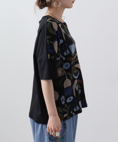 tシャツ EMAGO お花全面刺繍Ｔ レディース Emago tシャツ EMAGO 北欧花刺繍Tシャツ レディース : ZOZOTOWN