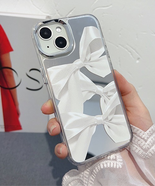c.u.l スマホケース リボン ミラータイプ iPhoneカバー