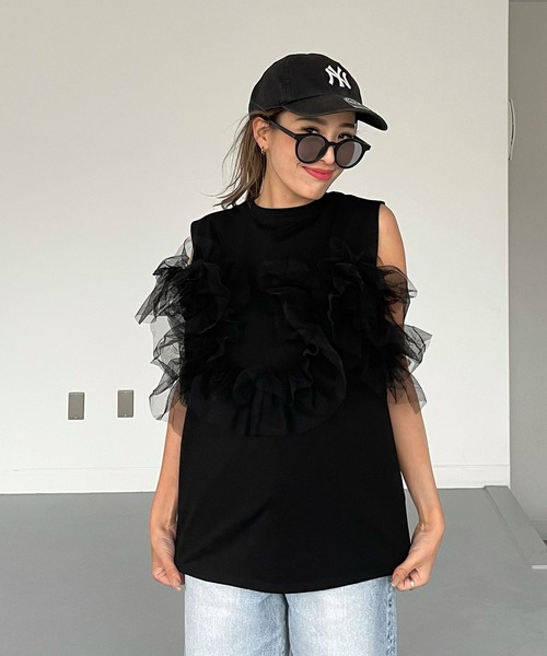 【美品】うさとの服　うさと　タンクトップ　ノースリーブ　S〜М y516-r1.jpg