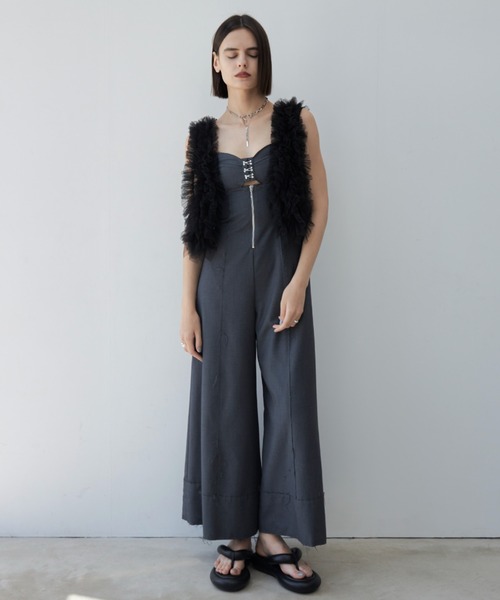 【新season】TWINSET Vネック ロングポプリン ジャンプスーツ セール】Front Zip V Neck Jumpsuit/Vネックジャンプスーツ
